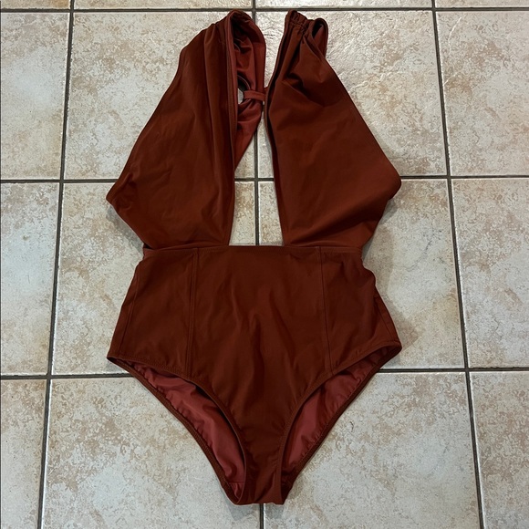 Ulla Johnson Vibrant Terracota One Piece Swim Suit, Sz L - Picture 1 of 7